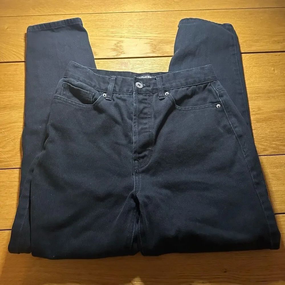 Pacsun Playboy jeweled bedazzled mom jean black 25 button fly